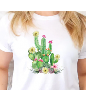 Cactus Print Crew Neck T-Shirt